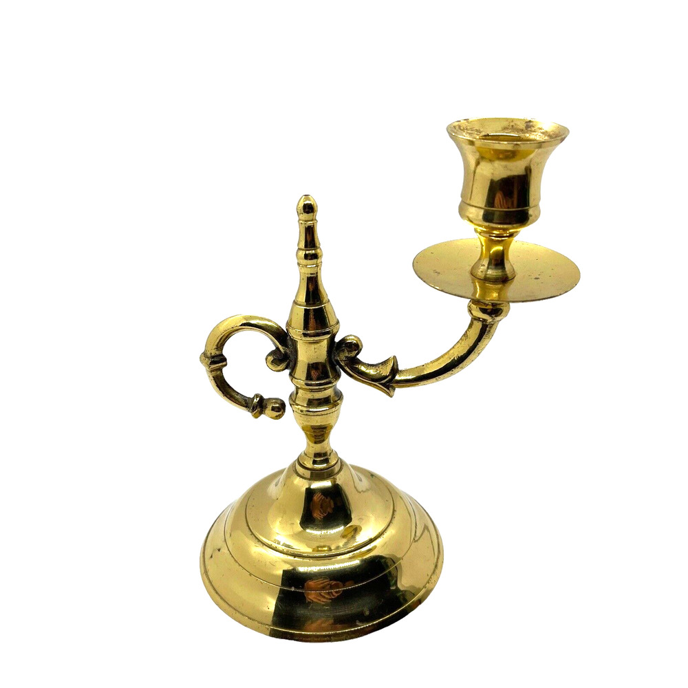 Brass Candlestick Holder Lamp Ornate Decorative with Handle Vintage Ali Baba MCM